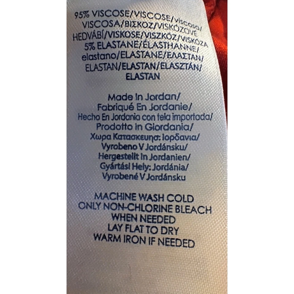 Blusa Top Chaps Mujer Roja Imitación Envolvente Talla L Manga Corta Carrera Foto 4 de 4