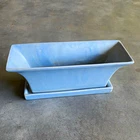 Haeger Baby Blue Glazed Ceramic Rectangular Planter Flower Box 12" MCM