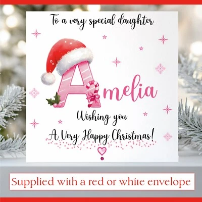 CHRISSIECREATESCARDS Personalised Christmas Card Daughter Granddaughter Niece Goddaughter