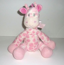 First and Main Jingles Pink Spotted Giraffe Ribbon Bow Sewn Eyes Plush 9" Rattle