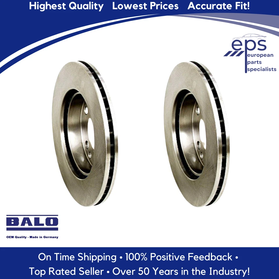 2 X German OEM Quality Balo Front Brake Disc Rotor 1987-93 Mercedes 190D 190E - Image 3 of 4