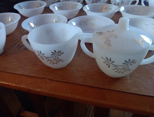 Federal Milk Glass Cups,sauce Bowl,sugar And Creamer 20 Pcs. - Picture 2 of 5
