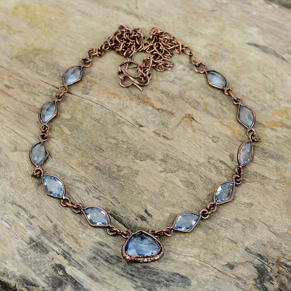 Tanzanite Quartz Copper Gift For Mom Electroformed Adjustable Necklace 18.0" - Image 3 of 4