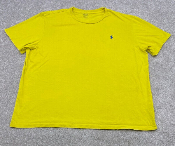 Polo by Ralph Lauren T Shirt Uomo 2XL Manica Corta Giallo Blu Pony 4411