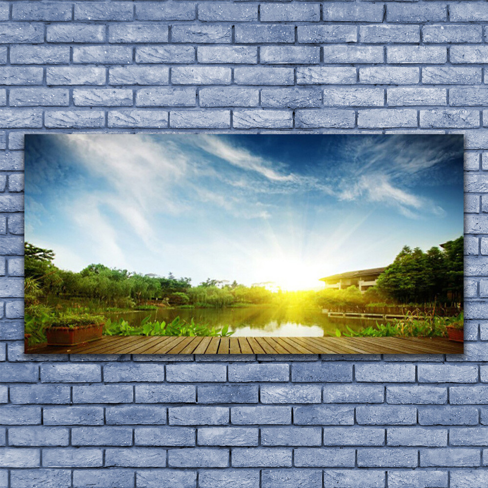 Photo sur toile paysage lac 140x70 cm | Grand tableau mural imprimé pour décoration de salon
