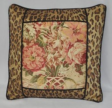NEW Corded Pillow made w Ralph Lauren Guinevere Floral Venetian Leopard Fabric