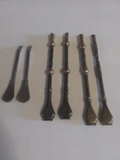 Lot of 6 Ornate Vintage Bombilla Mate Tea Straws (2 marked 18k gold on top)