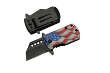SZCO Supplies 3.75" USA Waving Flag Mini Money Clip Folding Knife
