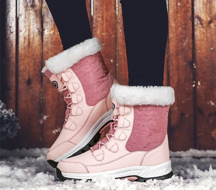 stivali stivaletti invernali anfibi rosa neve pelle sintetica