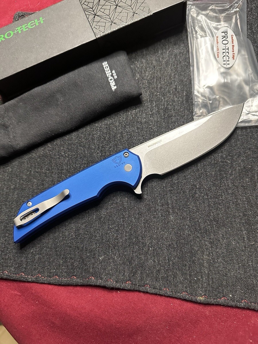 ProTech Mordax MX101 Blue Handles, MagnaCut Blade Smooth Aluminum