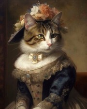 Regal Cat Victorian Lady Aristocrat Dark Academia Fine Art Giclee Print B94