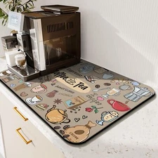 Coffee Bar Mat Accessories for Countertop Super Absorbent Anti-Slip Silicone ...