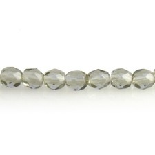 Medium Grey Transparent - 50 4mm Round Faceted Czech Glass Fire Polish Beads