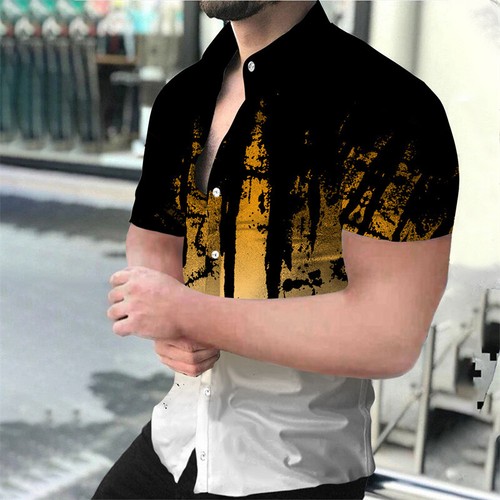 Mode Herren Button Down Hemd Kurzarm Party Freizeit T-Shirts Tee Tops NEU - Bild 15 von 28
