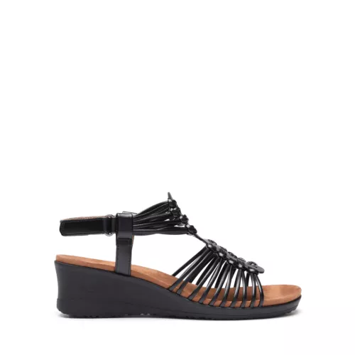 Women Open Toe Ankle Strap Casual Shoes Low Wedge Casual Dress Wedge Sandals - Picture 5 of 17