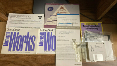 COMPLETE! Microsoft WORKS 2.0 Software for WINDOWS PC 1991 CIB See photos! RARE