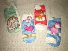 Choice of Colorful Fun Unicorn Low Ankle Socks size Big Girls to Adult Ladies