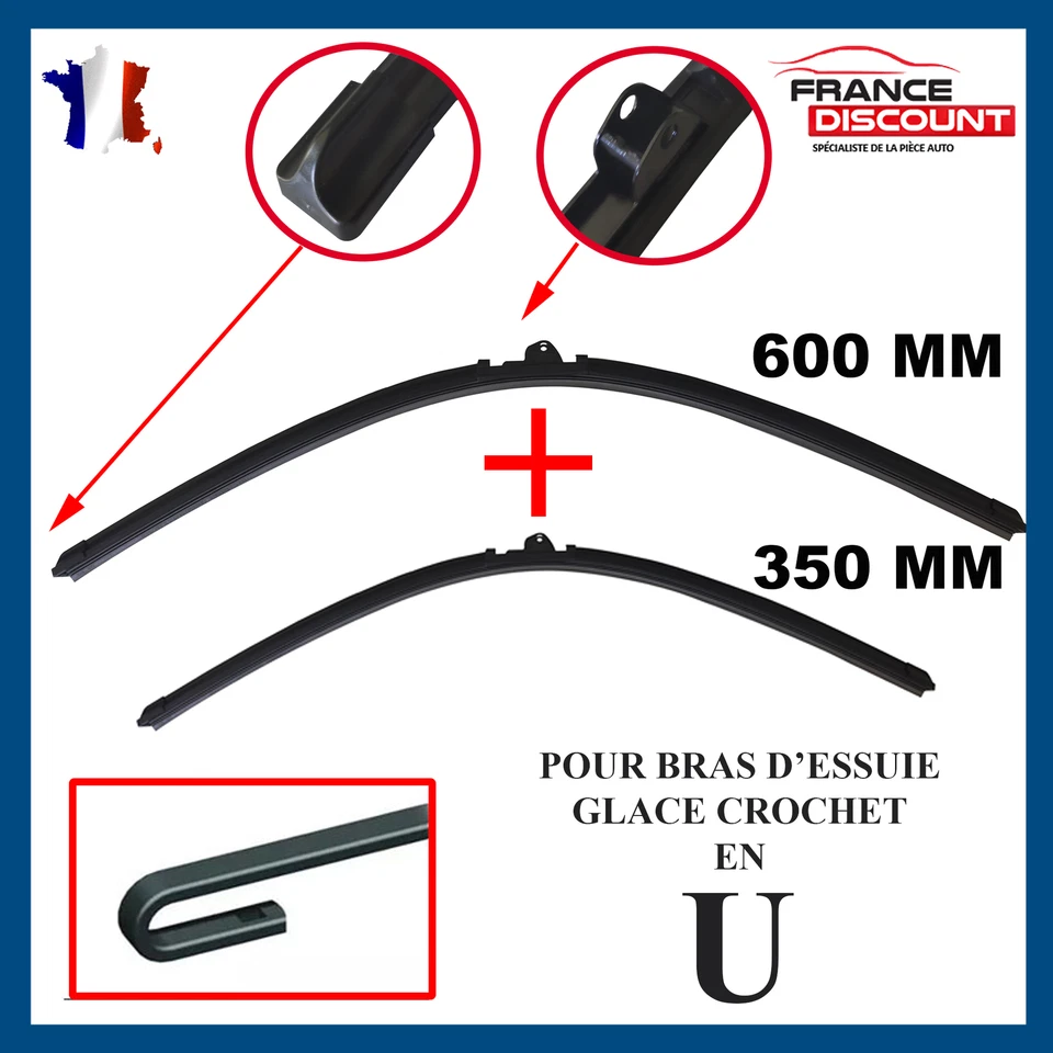 Balais d'Essuie Glace Plat Avant 600 + 350 mm pour OPEL KARL C16 de 2015 à 2019 - Photo 1/1