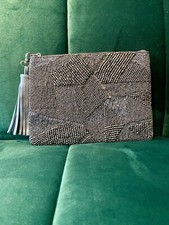 Lee Garrett Women's Bag Silver Clutch Beading Eveningbag Glam New