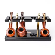 Handmade Wooden Tobacco Pipe Stand Rack Holder Display For 4 Smoking Pipes Black