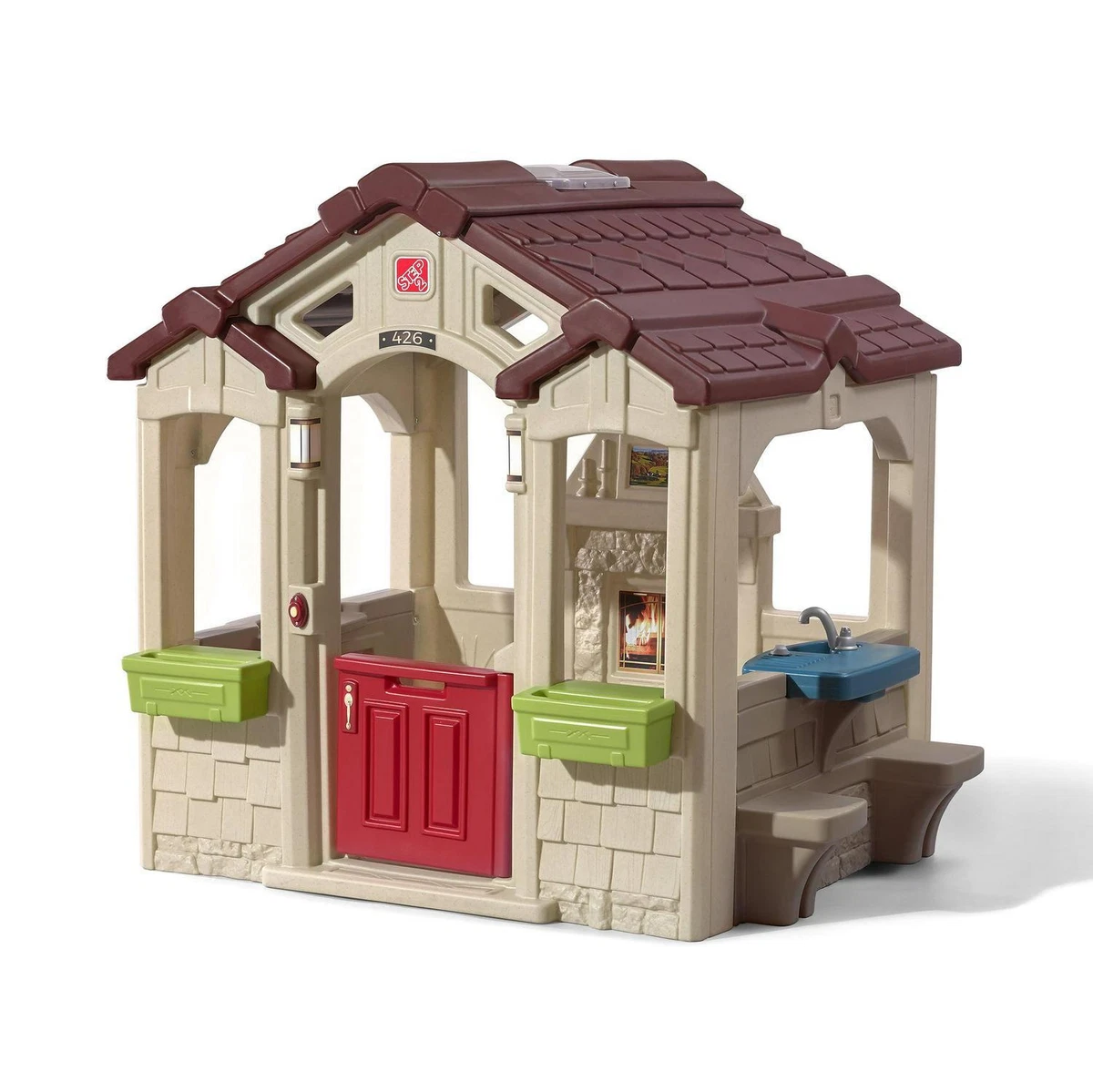 Step2 Charming Cottage Brown Toddler Plastic Playhouse For Kids