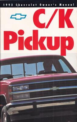 Neu Original 1992 Chevy Ck Pickup Truck Owners Manuell Silverado Cheyenne 454 Ss