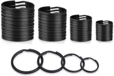 40 Pack Key Ring Keychain Mix 4 Sizes Black Metal Flat Split Key Chains Rings