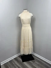 Max Studio Cream Lace Mock Neck Maxi Dress NWT Size M