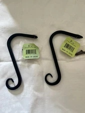2 Black metal wall hooks