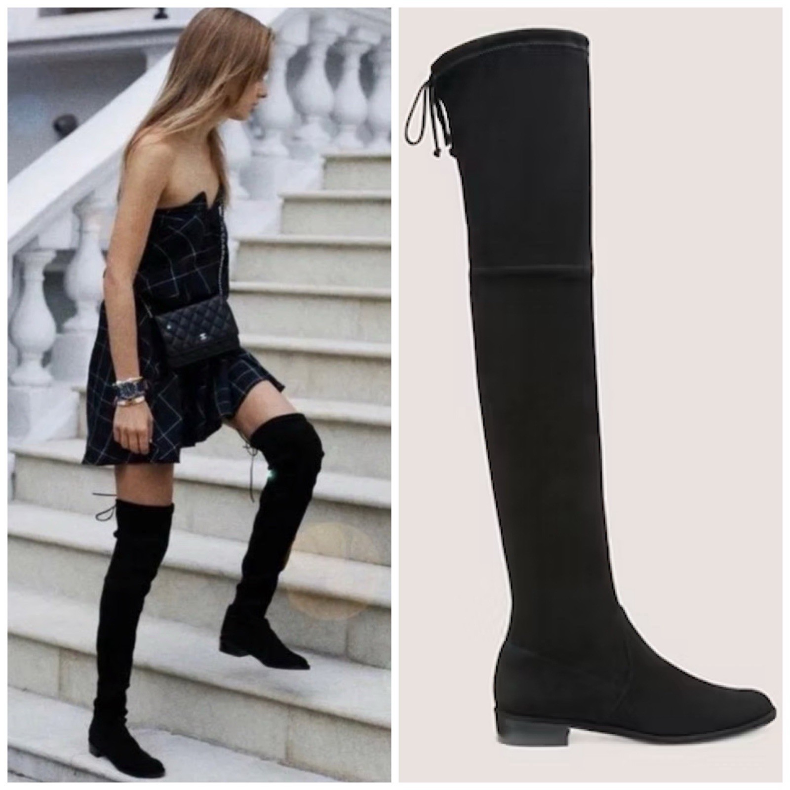 New Stuart Weitzman Lowland Over The Knee Boots In Black Suede Size:41 (US 10.5)