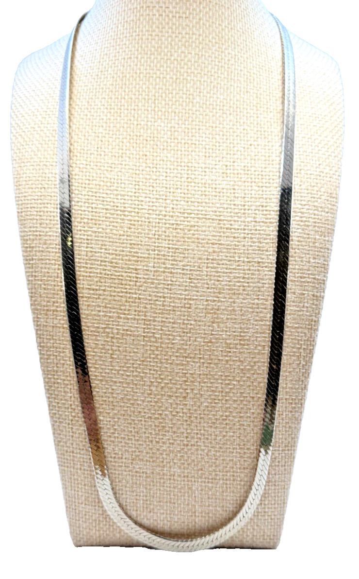 Solid Sterling Silver Thick Herringbone 6mm Neckl… - image 3