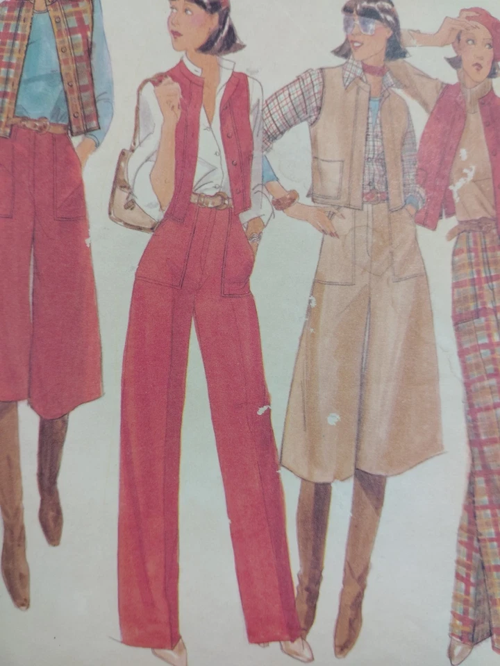 Chaleco Culottes Pantalones 8 Butterick 5018 Patrón de Costura Corte Pierna Ancha Conjunto Corto Foto 4 de 4