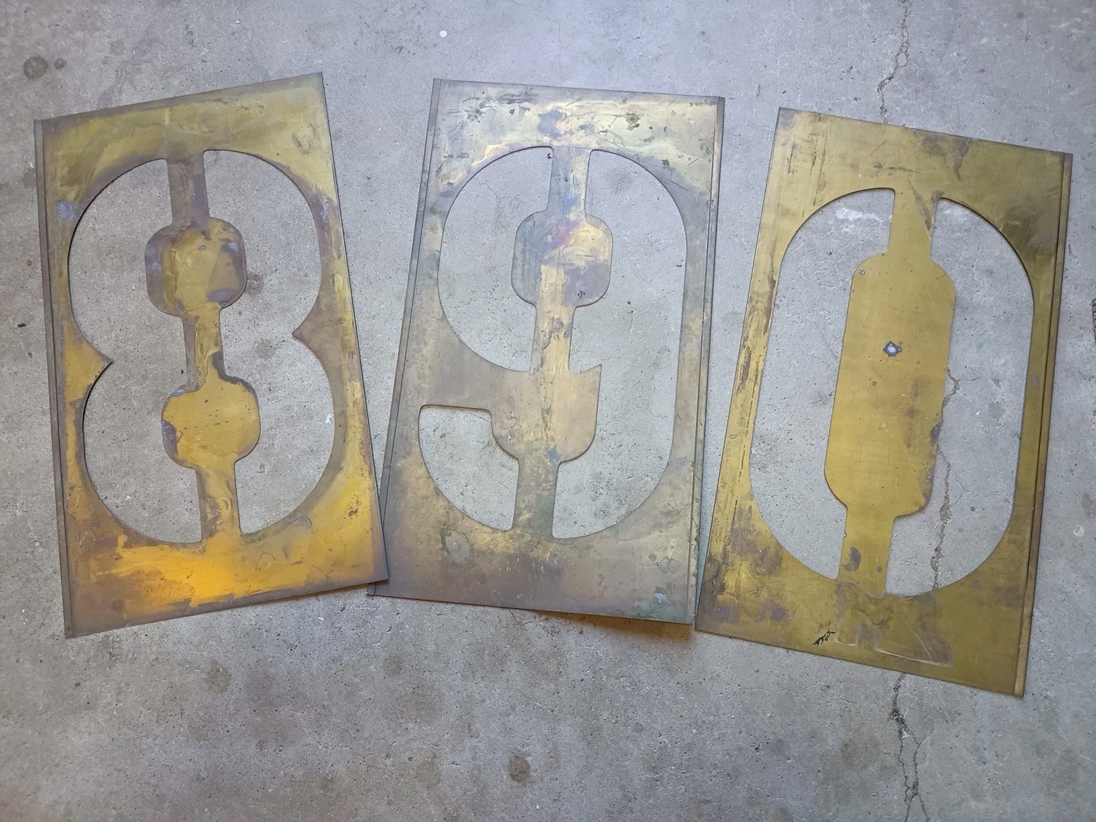Interlocking Stencils, Numbers And Letters Brass Missing A B E L R S Y