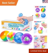 Stress Relief Squeeze Balls – 4 Pack of Colorful TPR Toys for Fun and Relaxation