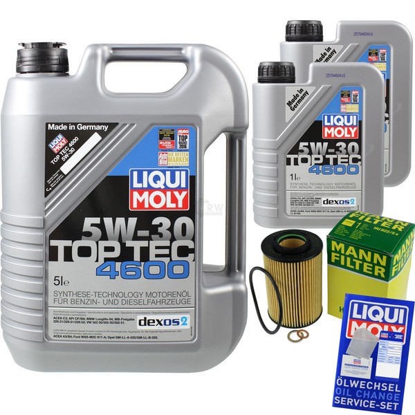 Mann Inspektionspaket 7L Liqui Moly Top Tec 5W-30 FüR Hyundai Santa Fé II 2.2-image