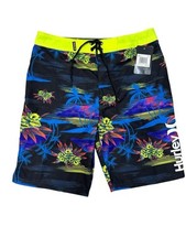 Hurley Boys Swim Pool Beach Boardshorts Black Neon sz 16 NWT