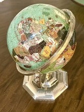 Vintage Alexander Kalifano Gemstone World Globe with Compass Turquoise 24K