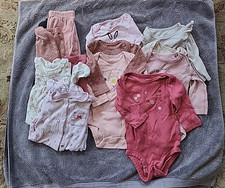 Baby Girls 6-month Clothing Lot Long Sleeve Flowers And Bunnies Pajamas