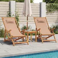 StrandstüHle 2 StüCk Klappbar Taupe Stoff Massivholz Camping