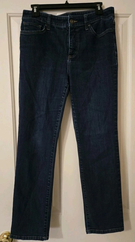 St. John's Bay Women's Dark Wash Straight Leg Jeans Size 10 Petite-  MINT-
