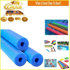 Blue Pool Noodles 52" Foam Swimming Hollow Core Floats 3-Pack