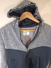 Abercrombie Fitch Kids Hoodie Gray Black Trim Sz 13/14 Full Zip Kangaroo Pocket