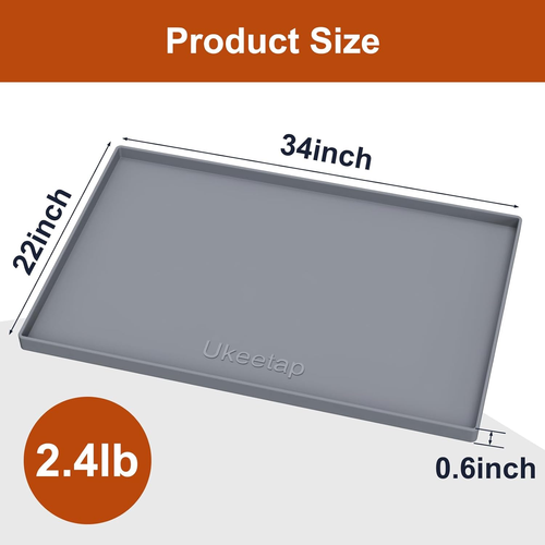 Ukeetap Extra Thick Silicone Mat Waterproof with Raised Edge 34" X 22", under Si - Picture 7 of 12
