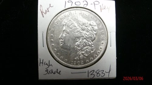 1902-P AU MORGAN SILVER DOLLAR #3834