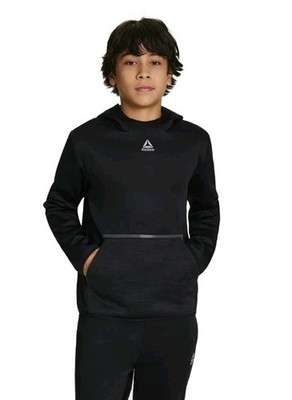 Reebok Hoodie Youths Size Medium (8) Black Fleece Hooded Logo Sweatshirt