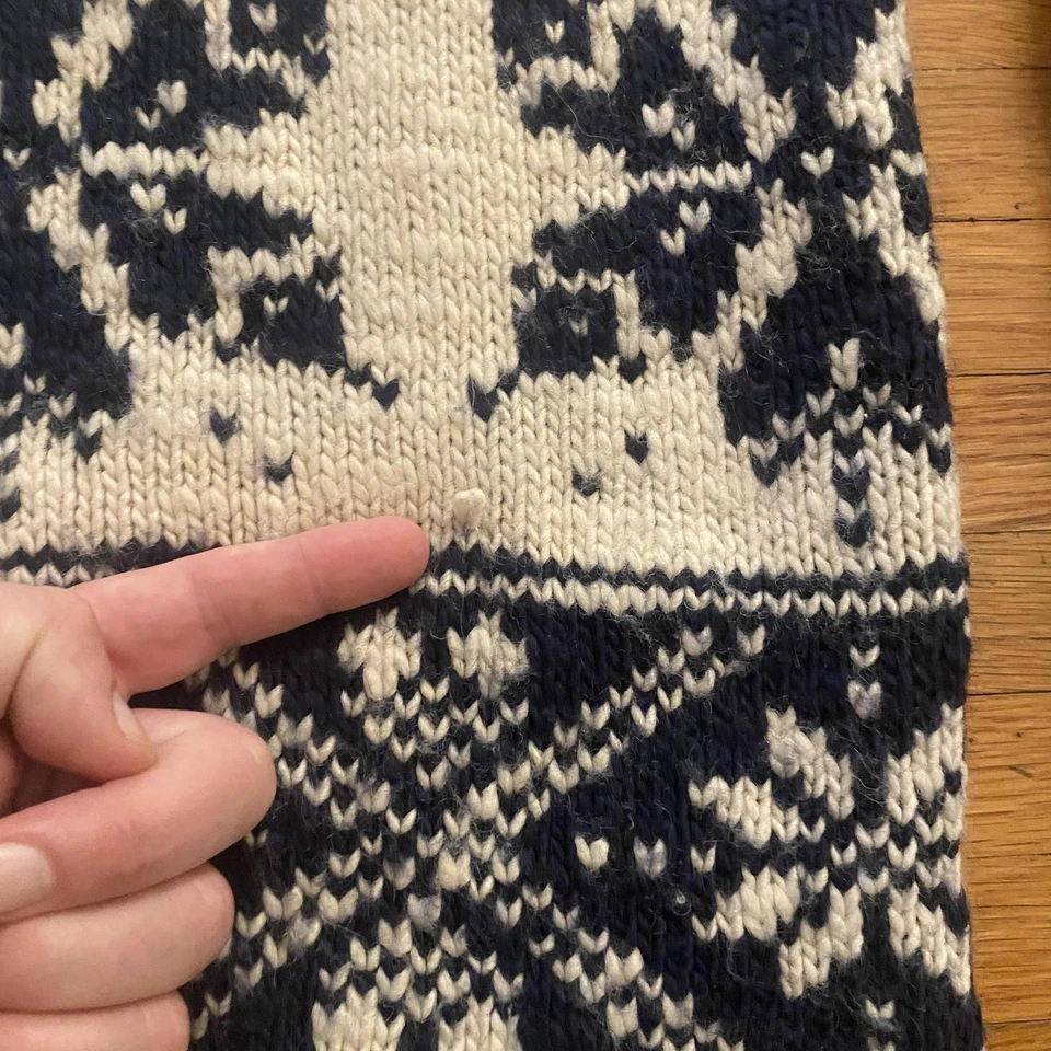 Suéter Lands' End Juvenil Mediano Marfil Azul Marino Fair Isle Mezcla de Lana Cuello Redondo Foto 3 de 4