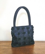 Adorable Elan Blue Sateen Silk w Contrasting Beads  Mini Florets Handbag Purse