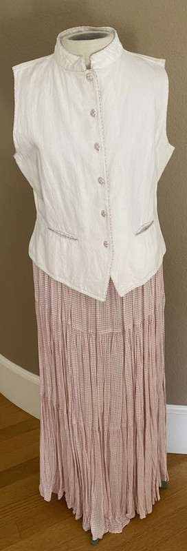 Southwest Canyon Women's Western Vest & Broomstick Skirt, Pink Gingham, Large