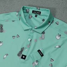 Bad Birdie Performance Golf Polo Mens 2XL Green Pineapple Cocktail Hawaiian