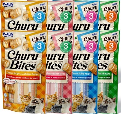 Inaba Soft Baked Chicken Churu Bites für Katzen Leckerli im Glas